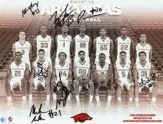 Arkansas Razorbacks Men's Basketball 2014 2015 Autographed Team Photo Bobby Portis Michael Qualls & 4 Other Signers 11" x 8.5"