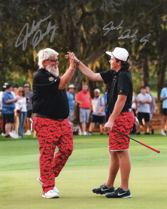 John Daly Sr & John Daly Jr. Dual Autograph Photo Arkansas Razorbacks PGA Golf 8.5" x 11"