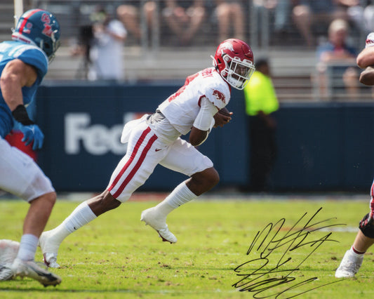 Malik Hornsby White Jersey Autograph Photo Arkansas Razorbacks Football 11" x 8.5"