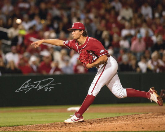 Brady Tygart #25 Red Jersey Autograph Photo Arkansas Razorbacks Baseball 11" x 8.5"