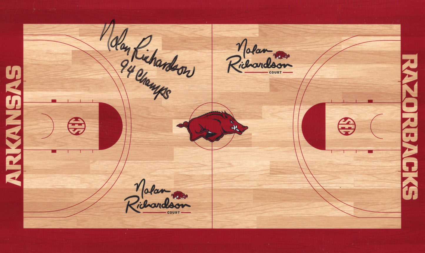 Coach Nolan Richardson Court 94 Champs Inscription Autograph Photo Arkansas Razorbacks Men's Basketball 11" x 8.5"