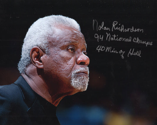 Coach Nolan Richardson 94 National Champions 40 Minutes of Hell Inscription Autograph Photo Arkansas Razorbacks Men's Basketball 11" x 8.5"