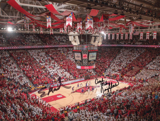 Coach Mike Neighbors & Eric Musselman Dual Autograph Bud Walton Arena Photo Arkansas Razorbacks Basketball 11" x 8.5"