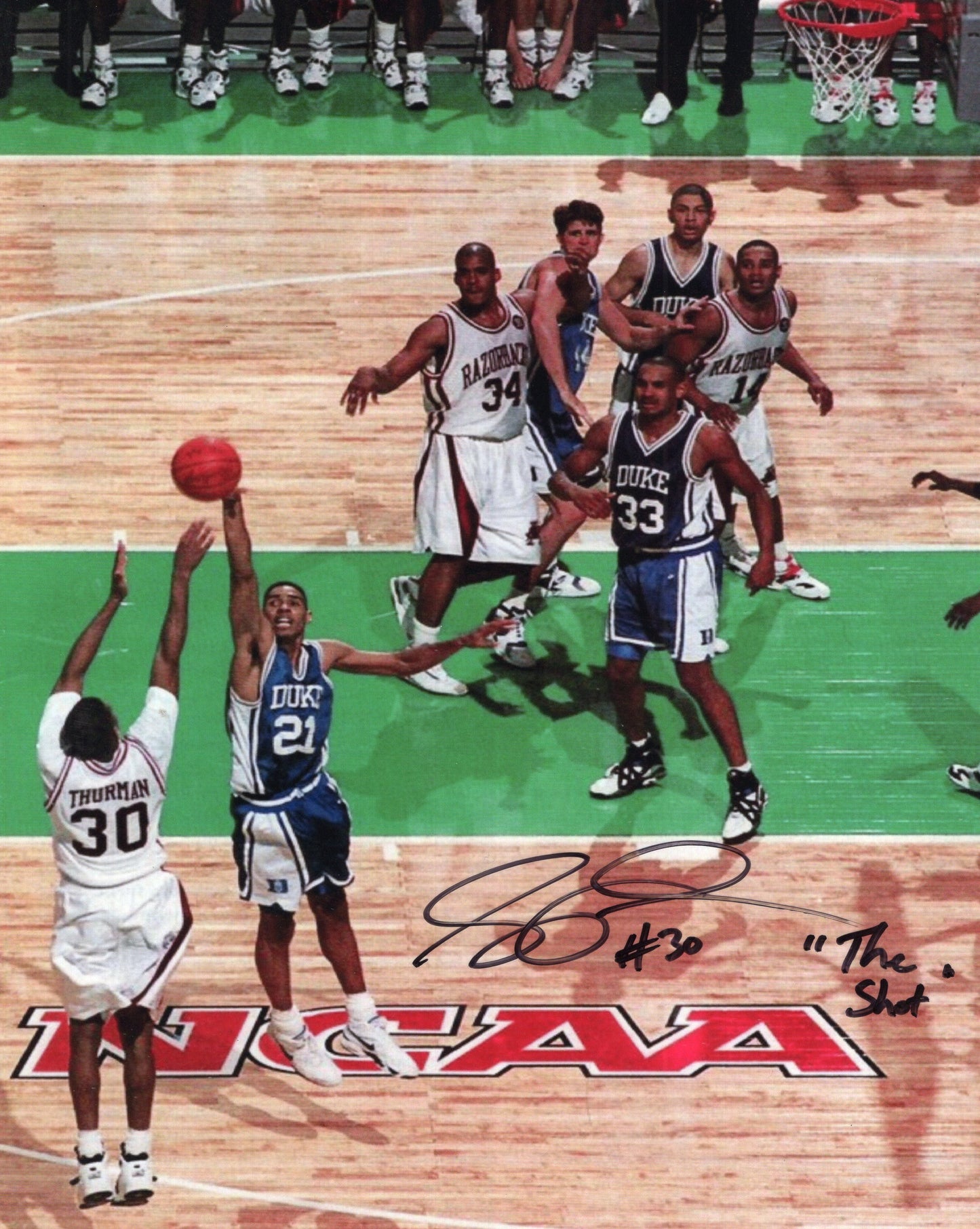 Scotty Thurman #30 Autograph Photo The Shot Inscription Arkansas Razorbacks Men's Basketball