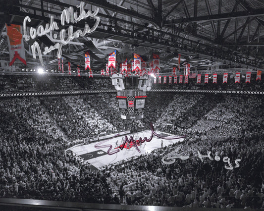 Coach Eric Musselman & Mike Neighbors Dual Autograph Bud Walton Arena Photo Arkansas Razorbacks Basketball 11" x 8.5"