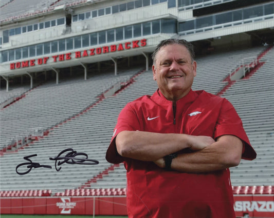 Coach Sam Pittman Razorback Stadium Autograph Photo Arkansas Razorbacks Football 11" x 8.5"