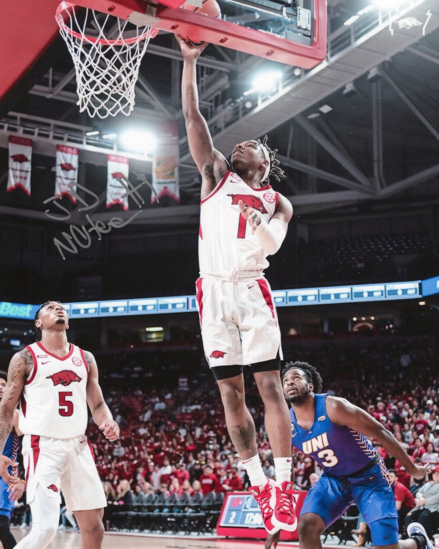 JD Notae #1 Autograph Photo Arkansas Razorbacks Men's Basketball 8.5" x 11"