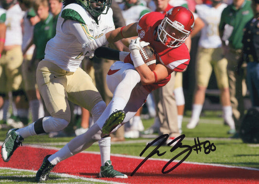 Drew Morgan #80 UAB Game Autograph Photo Arkansas Razorbacks Football 7" x 5"