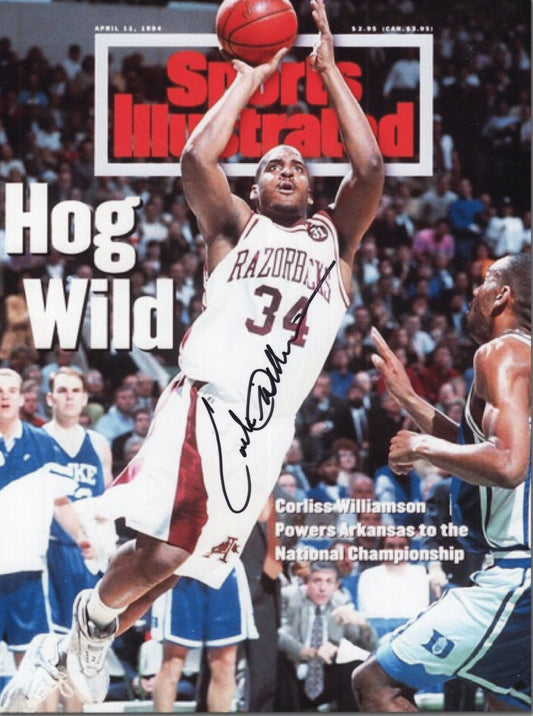 Corliss Williamson Autograph Hog Wild Sports Illustrated Cover Photo Arkansas Razorbacks Men's Basketball 8.5" x 11"