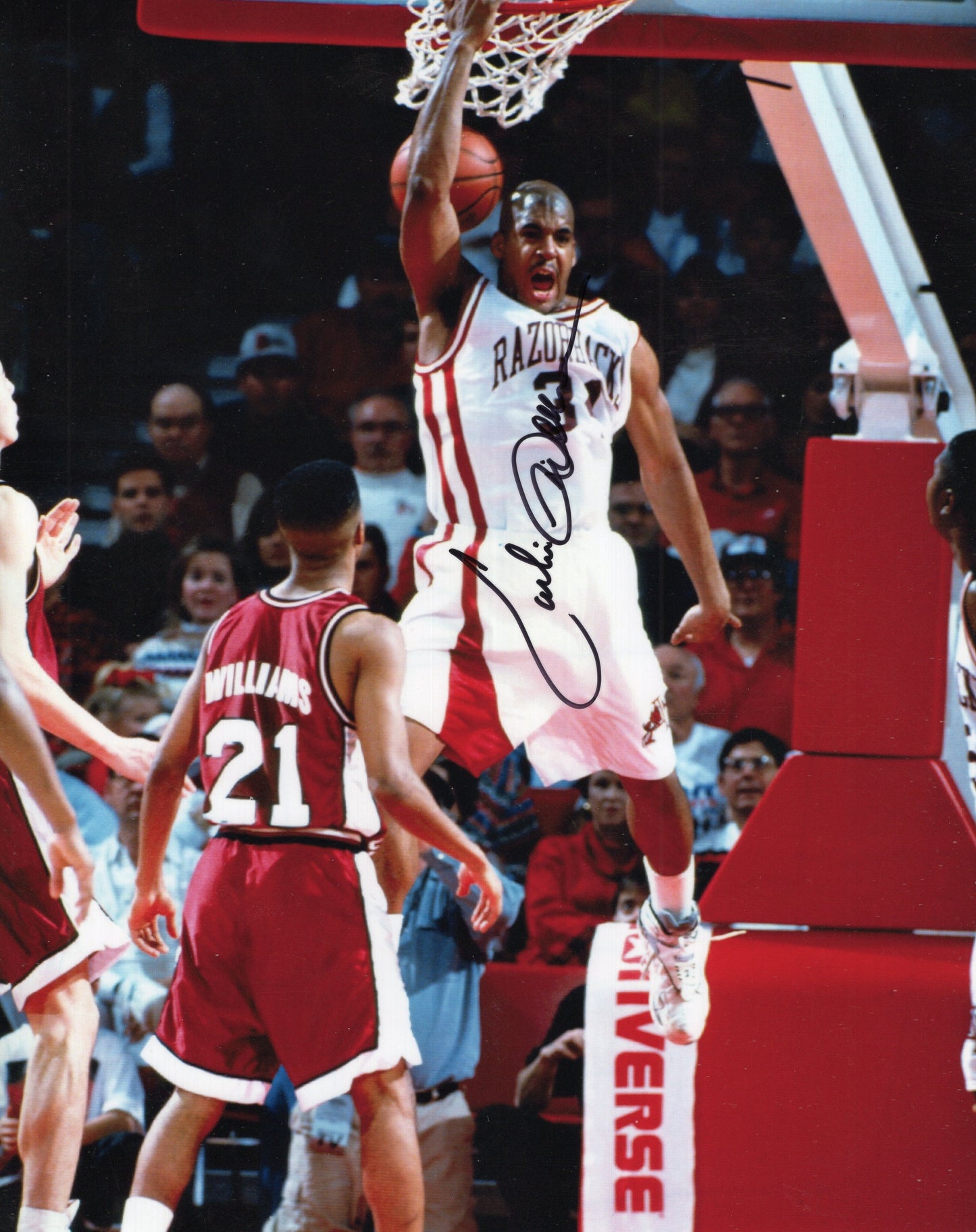 Corliss Williamson Autograph Photo Dunking Arkansas Razorbacks Men's Basketball 8.5" x 11"