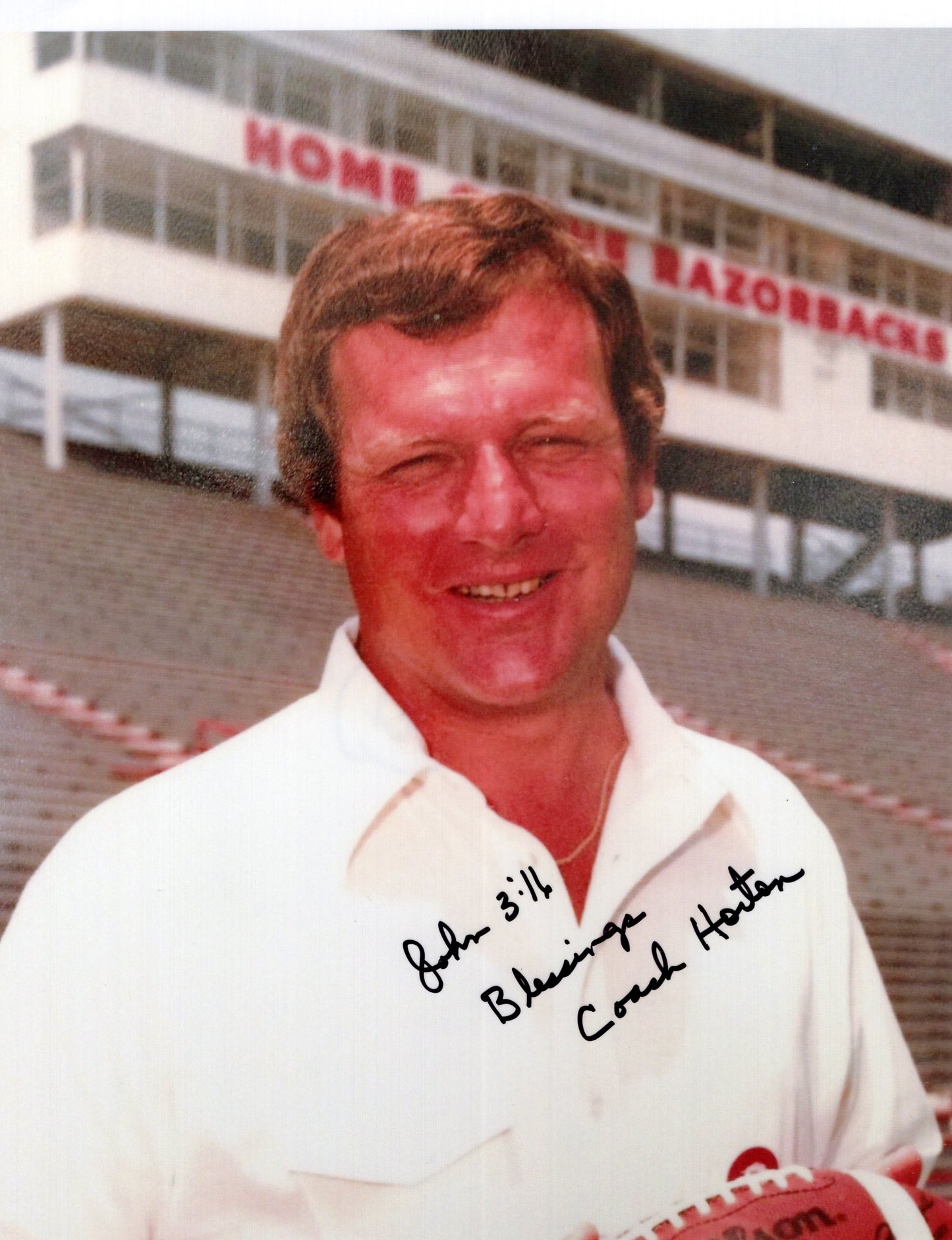 Coach Harold Horton Blessings Inscription Autograph Photo Arkansas Razorbacks Football 8.5" x 11"