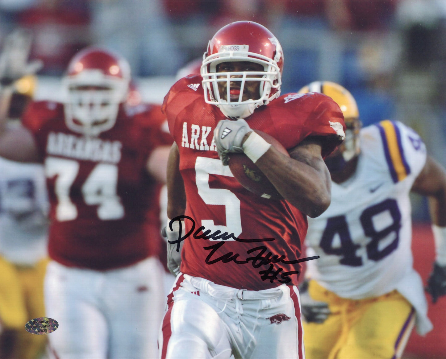 Darren McFadden #5 Red Jersey LSU Game Autograph Photo Arkansas Razorbacks Football 10" x 8"