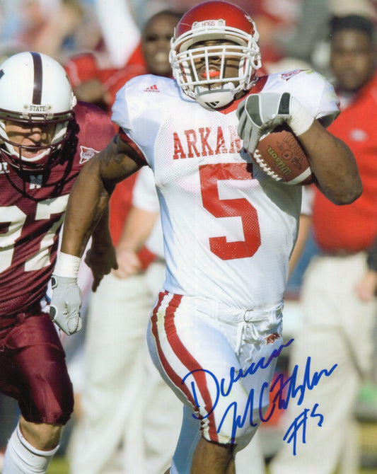 Darren McFadden #5 White Jersey Autograph Photo Arkansas Razorbacks Football 8.5" x 11"