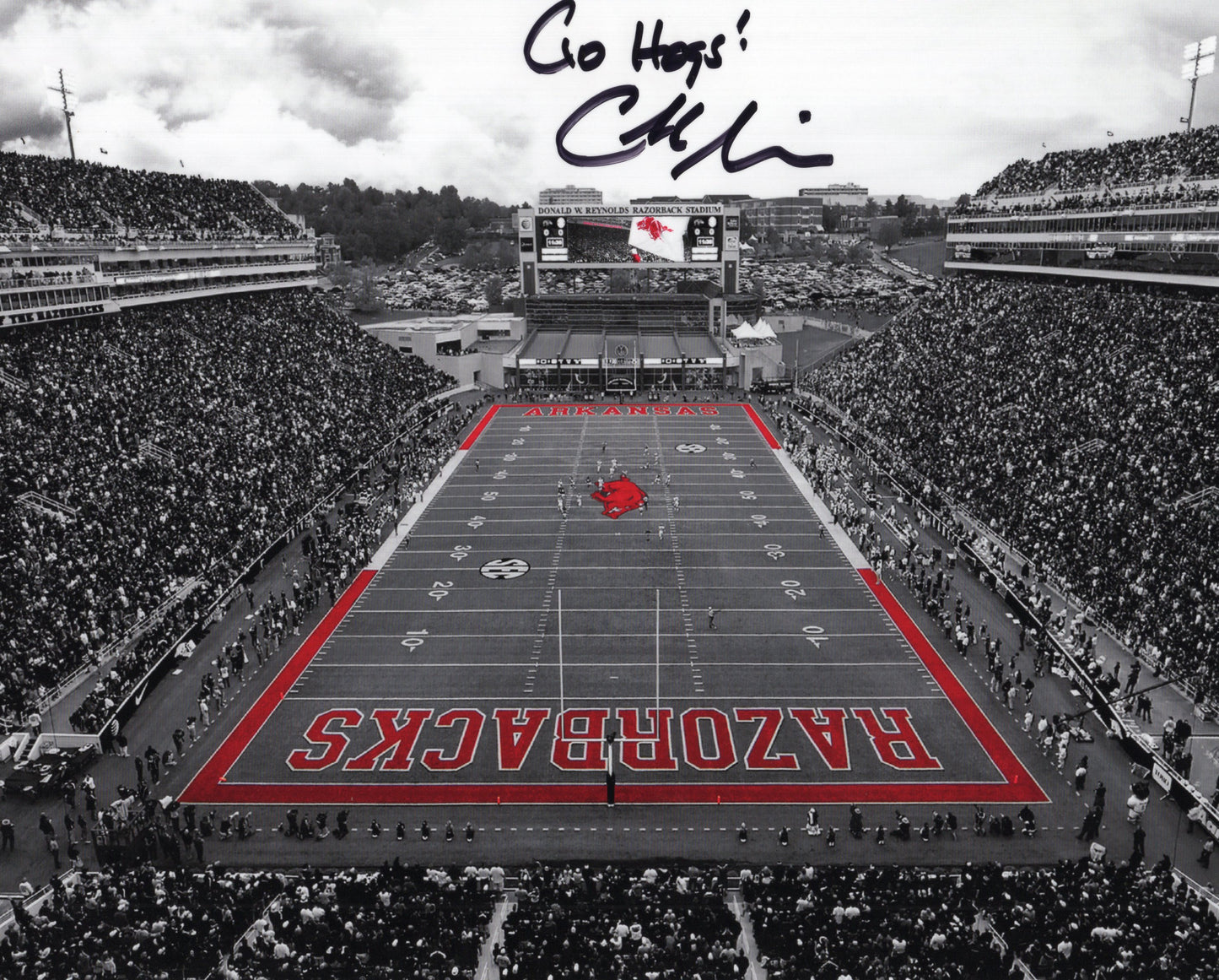 Coach Chad Morris Razorback Stadium Autograph Photo Arkansas Razorbacks Football