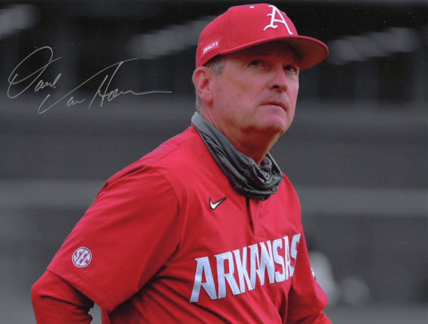 Coach Dave Van Horn Autograph Photo Arkansas Razorbacks Baseball 11" x 8.5"