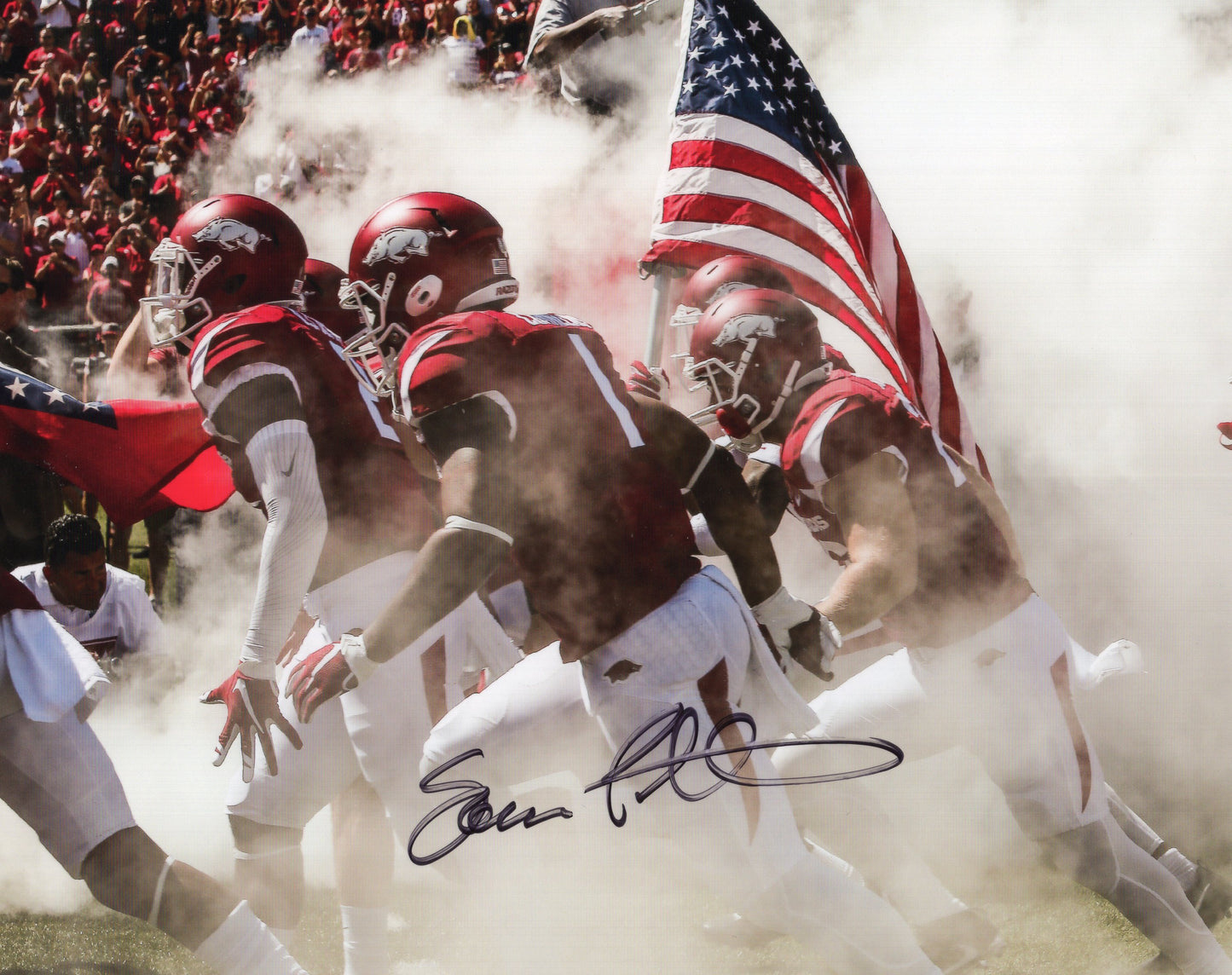 Coach Sam Pittman Razorback Stadium Entrance Autograph Photo Arkansas Razorbacks Football 11" x 8.5"