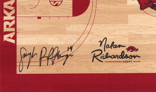 Saylor Poffenbarger #14 Autograph Photo Nolan Richardson Court Arkansas Razorbacks Women's Basketball 7" x 4.75"