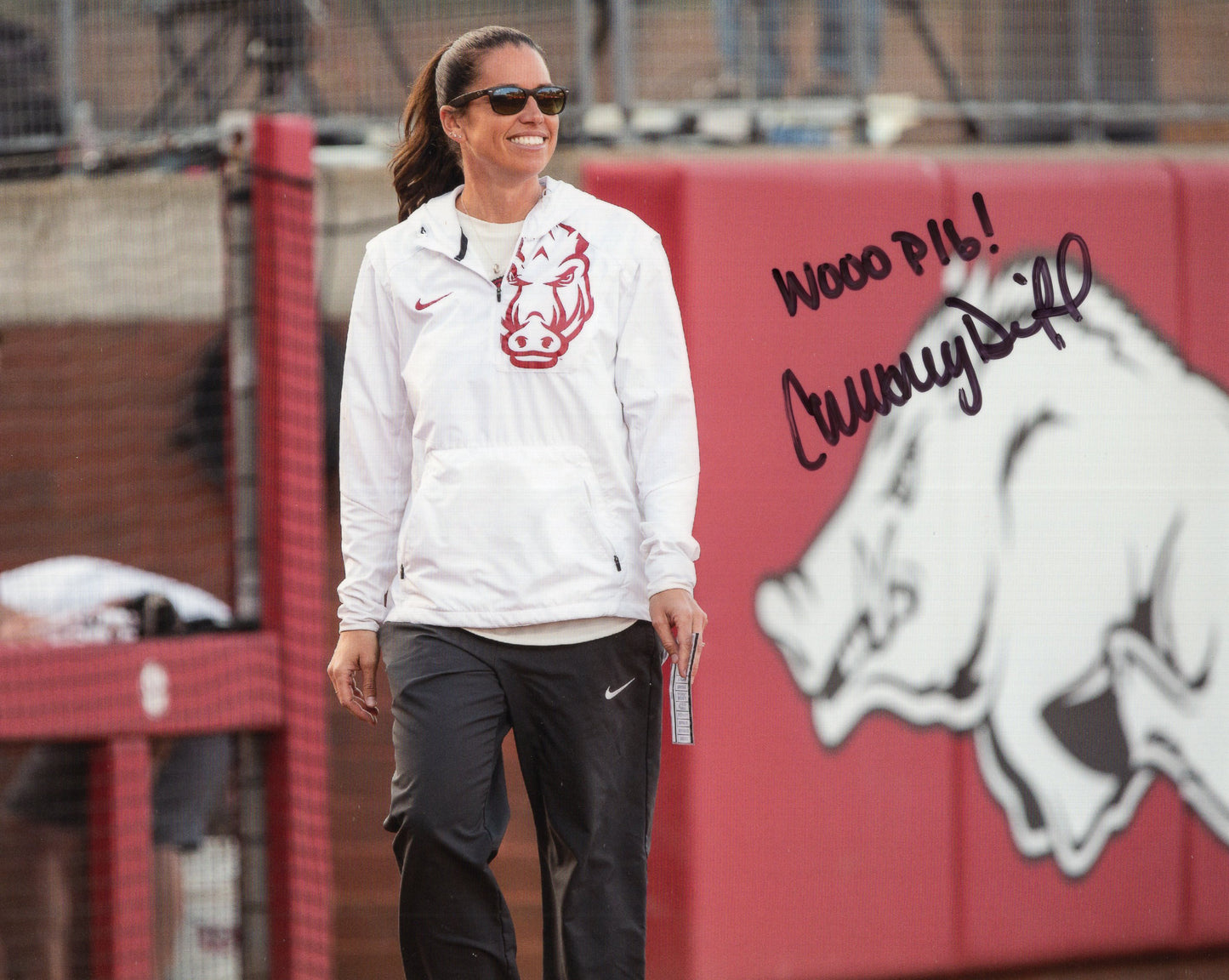 Coach Courtney Deifel Autograph Photo Arkansas Razorbacks Softball 11" x 8.5"