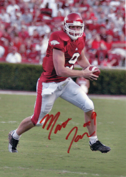 Matt Jones #9 Red Jersey Autograph Photo Arkansas Razorbacks Football 6" x 7.5"