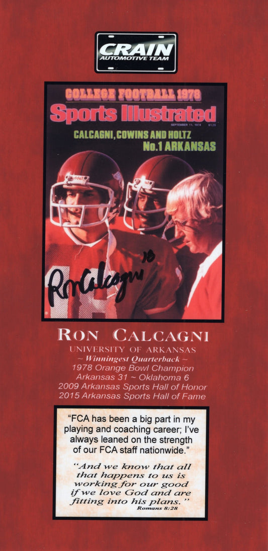 Ron Calcagni #18 Autograph FCA Photo Arkansas Razorbacks Men's Basketball 5" x 10"