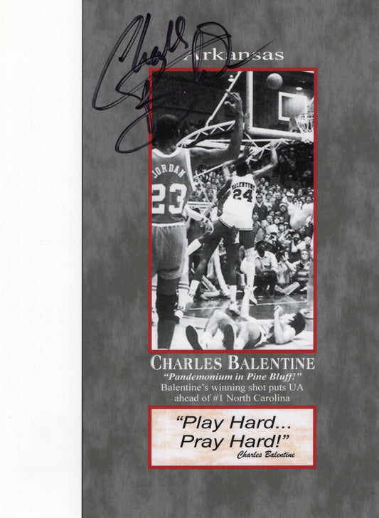 Charles Balentine Pandemonium in Pine Bluff FCA Autograph Photo Arkansas Razorbacks Men's Basketball 6" x 8"