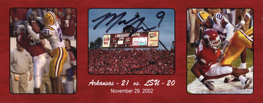 Matt Jones #9 Miracle on Markham 2022 LSU Game Autograph Photo Arkansas Razorbacks Football 4" x 11"