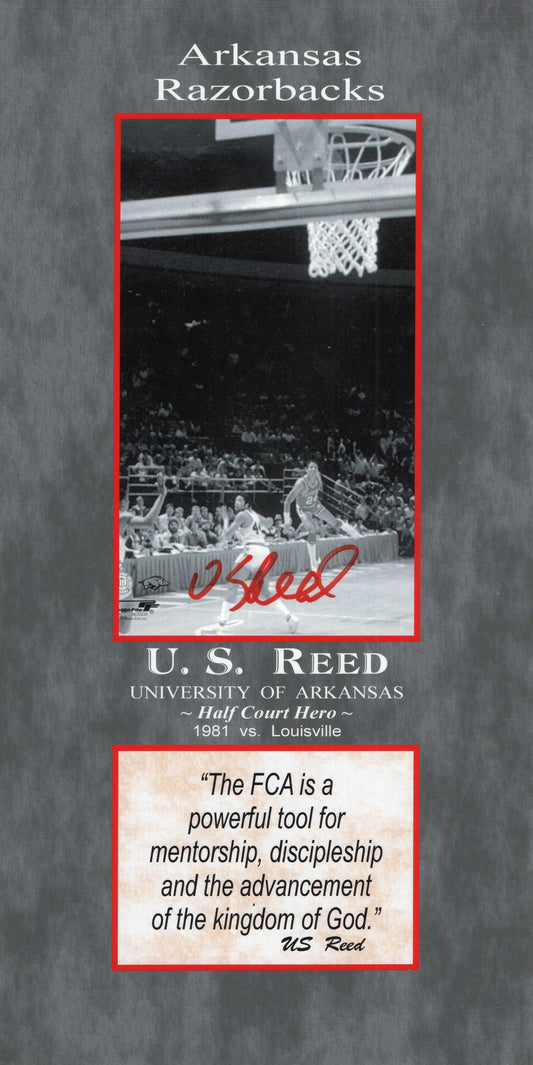 U.S. Reed Half Court Hero 1981 NCAA Tournament Game FCA Autograph Photo Arkansas Razorbacks Men's Basketball 5" x 10"