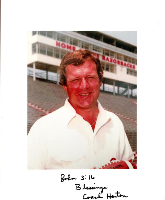 Coach Harold Horton Blessings Inscription White Border Autograph Photo Arkansas Razorbacks Football 8.5" x 11"