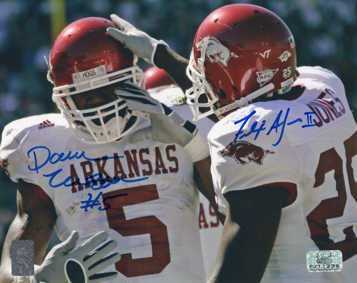 Darren McFadden & Felix Jones Dual Autograph Photo Arkansas Razorbacks Football 10" x 8"