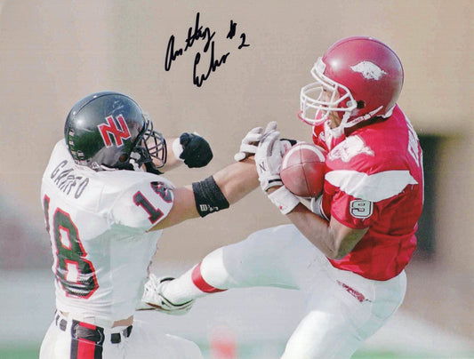 Anthony Eubanks #2 Red Jersey Autograph Photo Arkansas Razorbacks Football 11" x 8.5"