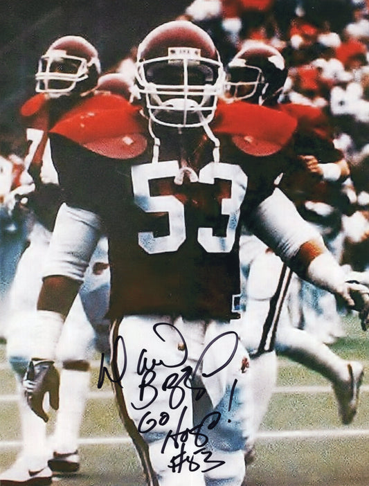 David Bazzel #53 Go Hogs Inscription Autograph Photo Arkansas Razorbacks Football 8.5" x11"