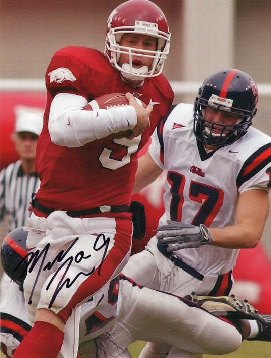 Matt Jones #9 Red Jersey Ole Miss Game Autograph Photo Arkansas Razorbacks Football 8.5" x11"