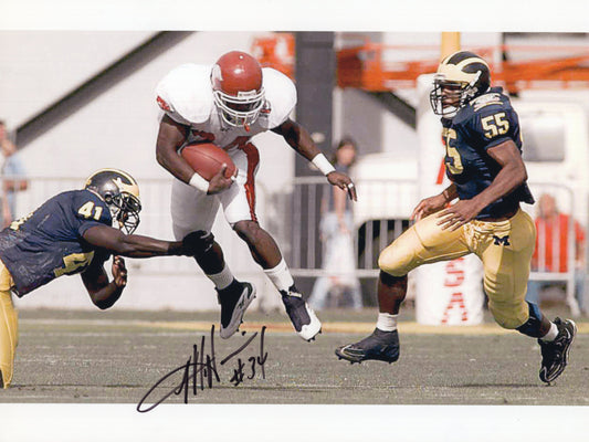 Madre Hill #34 White Jersey Michigan Game Autograph Photo Arkansas Razorbacks Football 11" x 8.5"