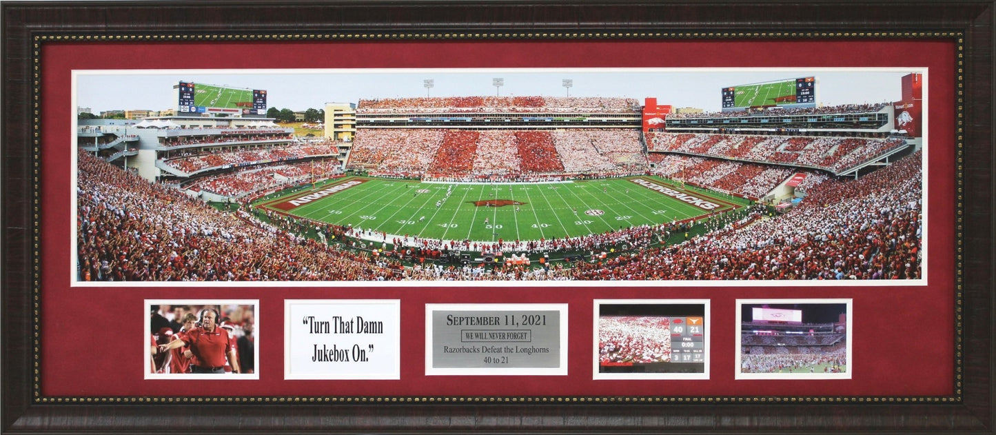 Arkansas Razorbacks Defeat the Texas Longhorns Football 9/11/2021 Panoramic Framed Art 43" x 19"